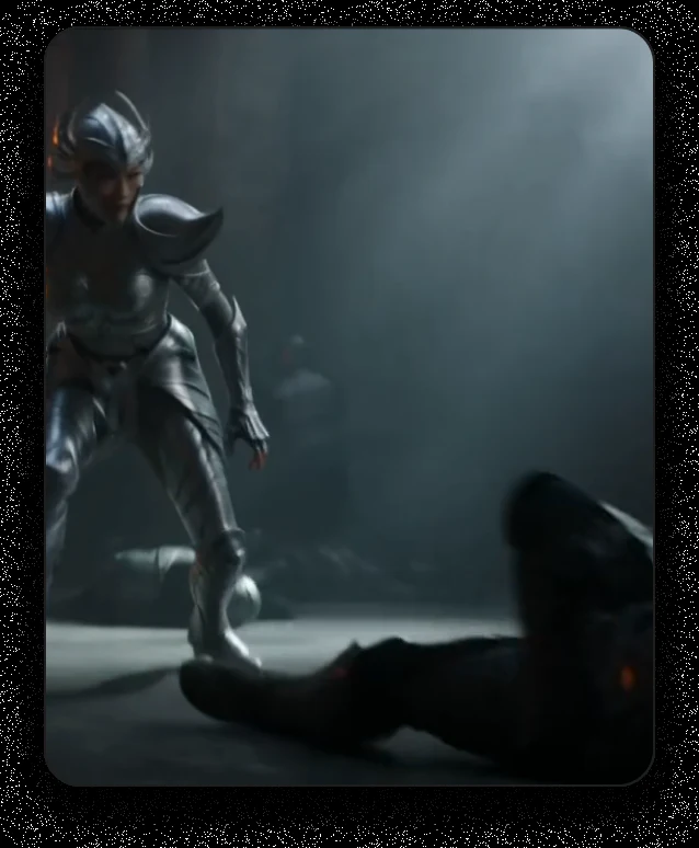 Scene card with a translated script and matching voice sample attached
